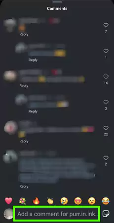 Write your comment in the text box