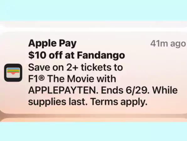 Apple Wallet F1 movie notifications