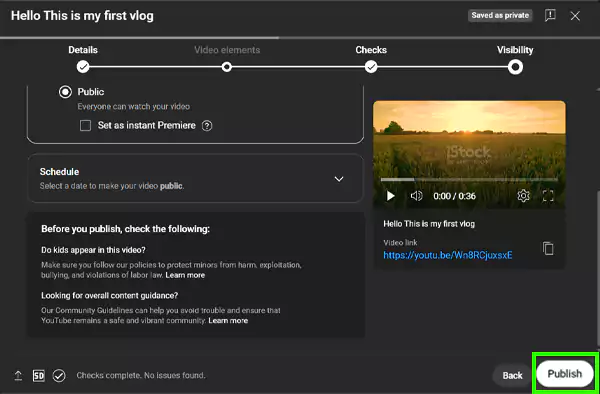 Click on Publish