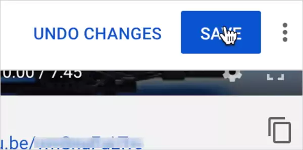 Saving changes in YouTube video