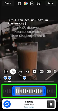 Adjust the music lyrics by dragging the slider located below