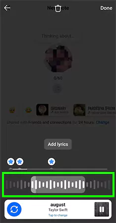 Adjust the music lyrics by dragging the slider located beloww