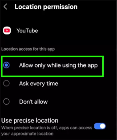Allow the location services for YouTube TV