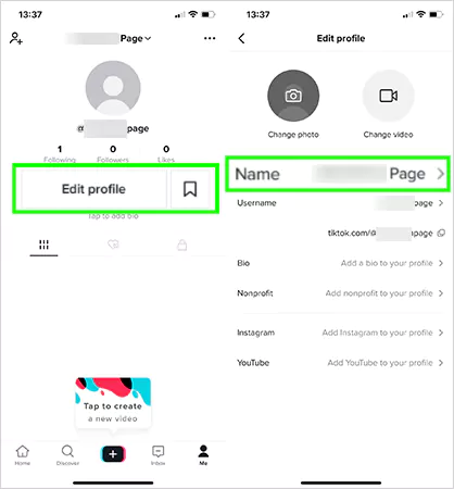 Change display name on TikTok