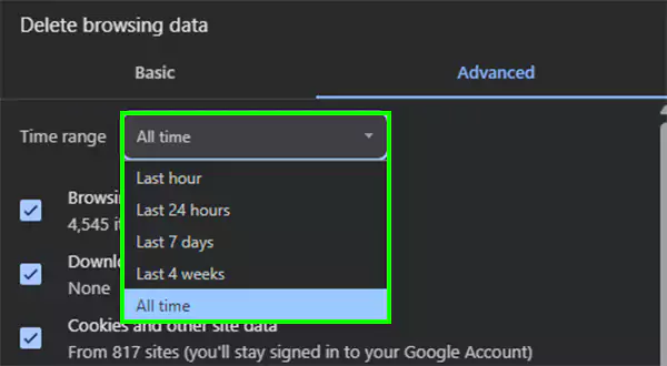 Choose a preferred time range