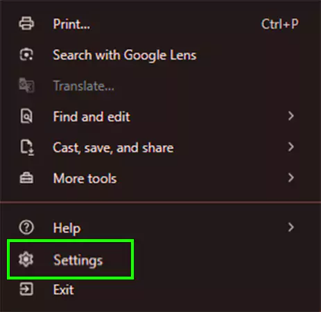 Click on Settings