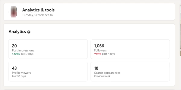 Different analytics in LinkedIn