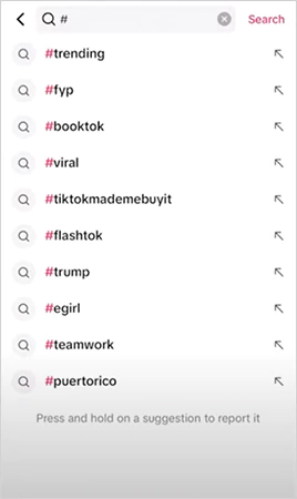 Find trending hashtags on TikTok