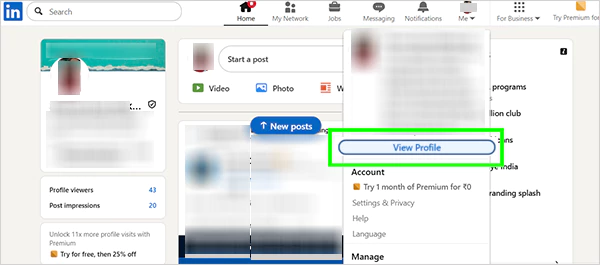 LinkedIn homepage