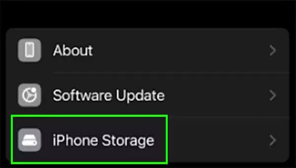 Look for iPhone Storage