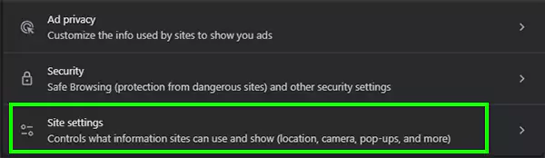 Navigate to site settings