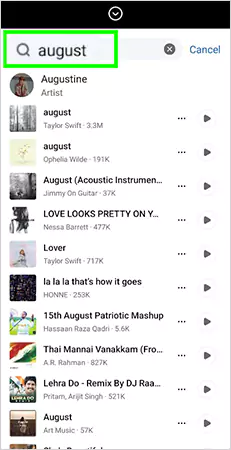 Search for the song