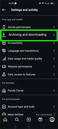 Tap on Archiving and downloading