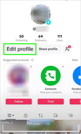Tap on Edit profile
