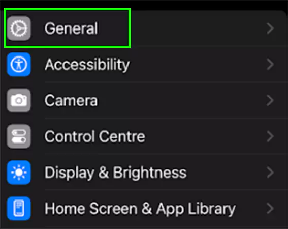 Tap on General