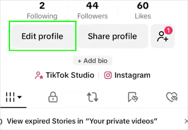 Tap on the edit profile button