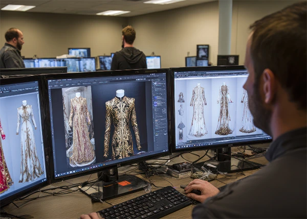 A designer working on luxury outfits