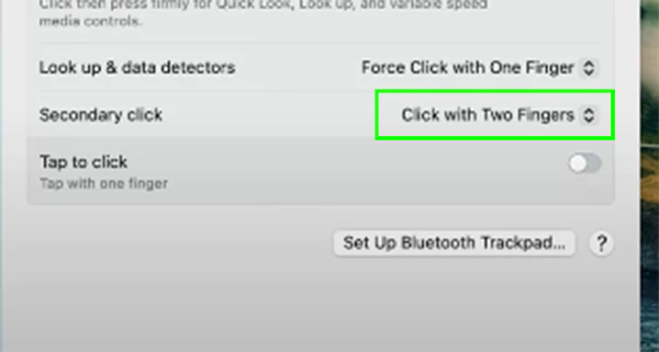 Choose the Click with Two Fingers option