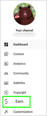 Navigate to the Earn option