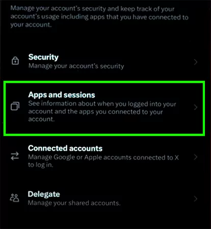 Tap on Apps and Sessions