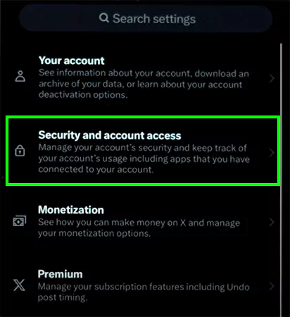 Tap on Security and Account Access