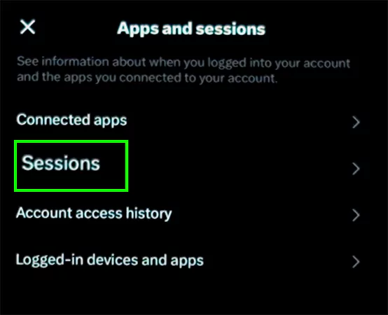 Tap on Sessions