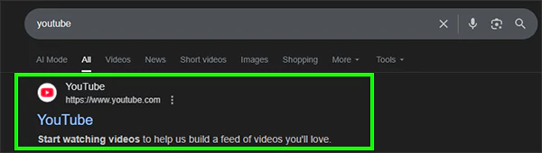 Visit the official website of YouTube