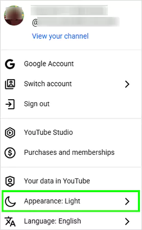 Navigate to the Appearance option