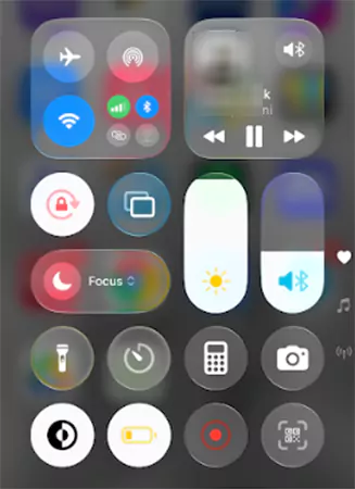 Pull down the Control Center