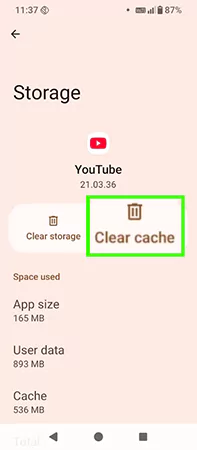 Choose clear cache