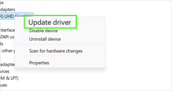 Click on Update driver