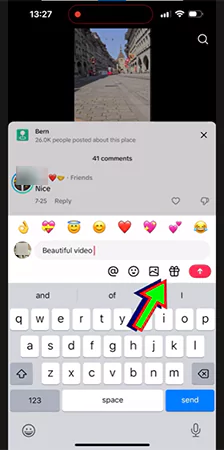 Comment and click on the gift icon
