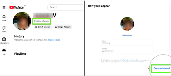 Create a Channel and Create Channel button