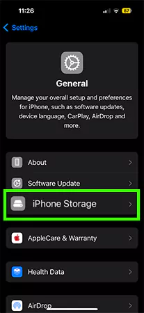 Head over to iPhone Storage