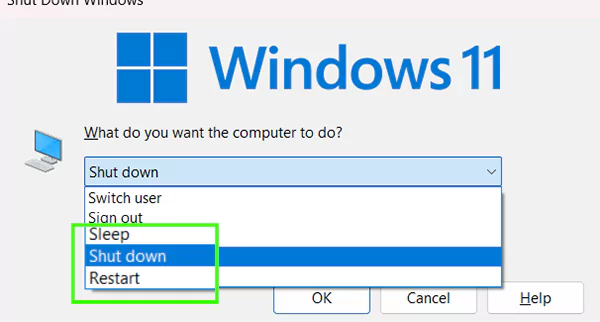 Shutdown OR restart the PC