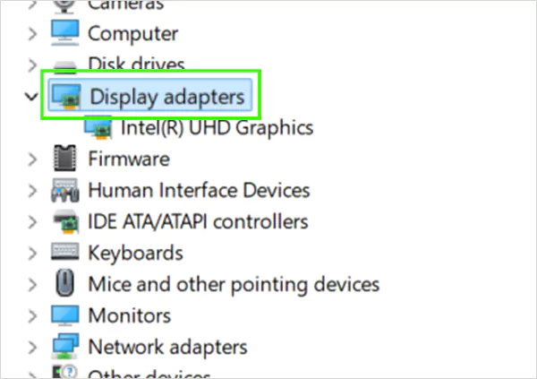 Tap on Display adapters