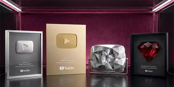 YouTube Silver Play Button YouTube Gold Play Button YouTube Diamond Play Button and YouTube Red Diamond Play Button