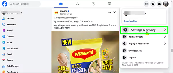 Click on settings and privacy