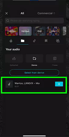Click on the plus icon