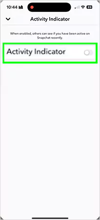 Click on the toggle of the Activity Indicator to disable or enable the feature