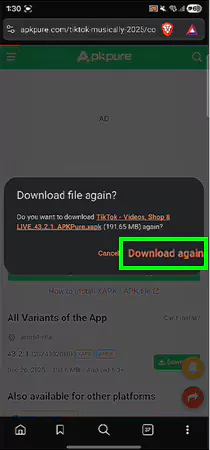 Download the file by clicking the Download or Download again button