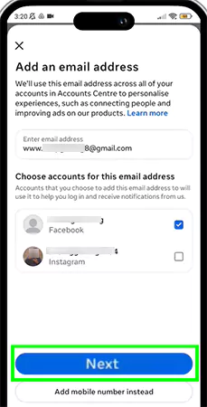 Enter email and click on next