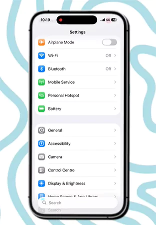 Open the settings of your device