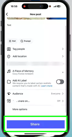 Press the share button