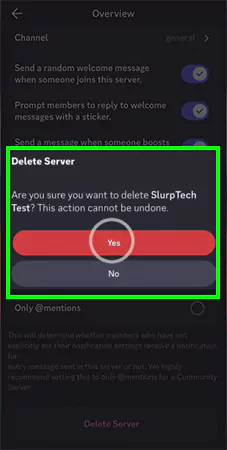 Tap Yes on the Confirmation toggle to complete the action
