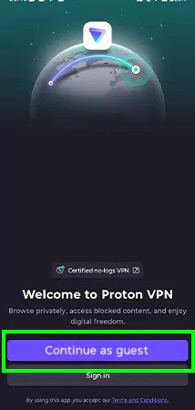 Tap on Continue as a guest