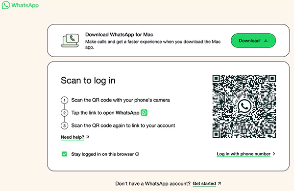 WhatsApp Web Login Page