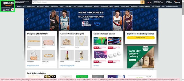 Amazon homepage
