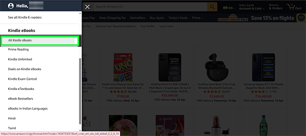 Click on All Kindle eBooks