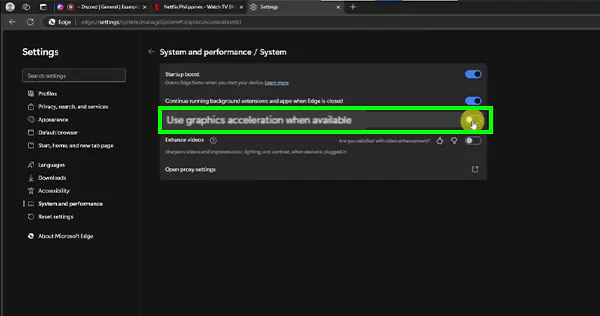 Disable the setting of use graphic acceleration when available